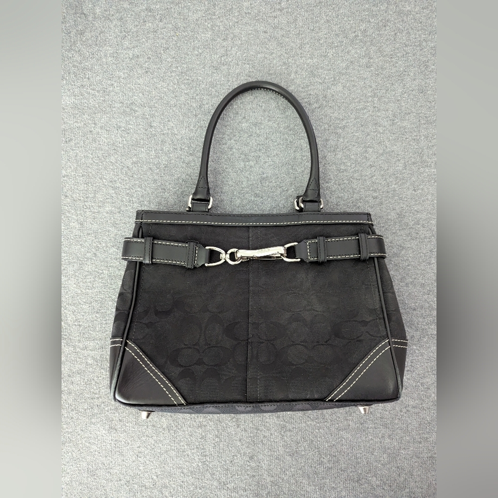 Coach Signature Canvas Belted Satchel - Black